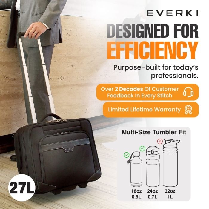Rolling Briefcase | 11-16-Inch Adaptable Compartment | EVERKI