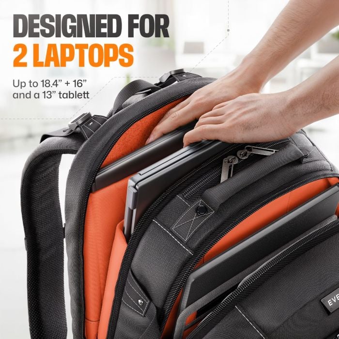 backpack fits two laptops Business 120 PRO Travel Friendly 2 Laptop Backpack, up to 18.4-Inch