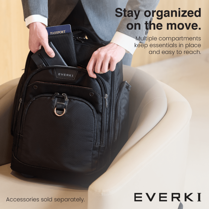 EVERKI Wheeled Laptop Backpack, 13-Inch to 17.3-Inch Adaptable Compartment Black EVERKI Wheeled Laptop Backpack, 13-Inch to 17.3-Inch Adaptable Compartment Black