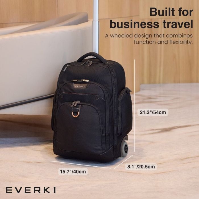 Wheeled Laptop Backpack Grey, 13-Inch to 17.3-Inch Adaptable Compartment |  EVERKI