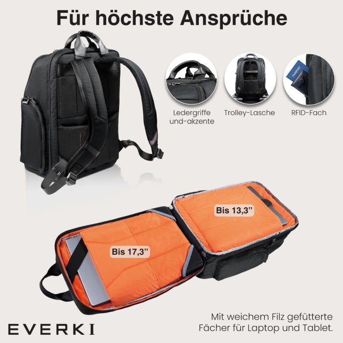 Everki Rucksack FÃ¼r 13 Zoll Notebook Premium Reisefreundlicher