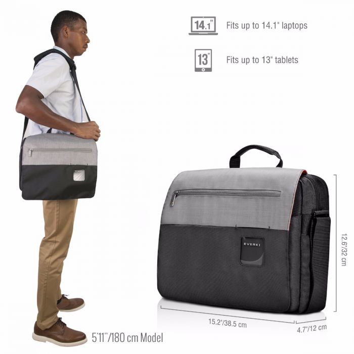 EVERKI ContemPRO 14 Inch Black Laptop Shoulder Bag