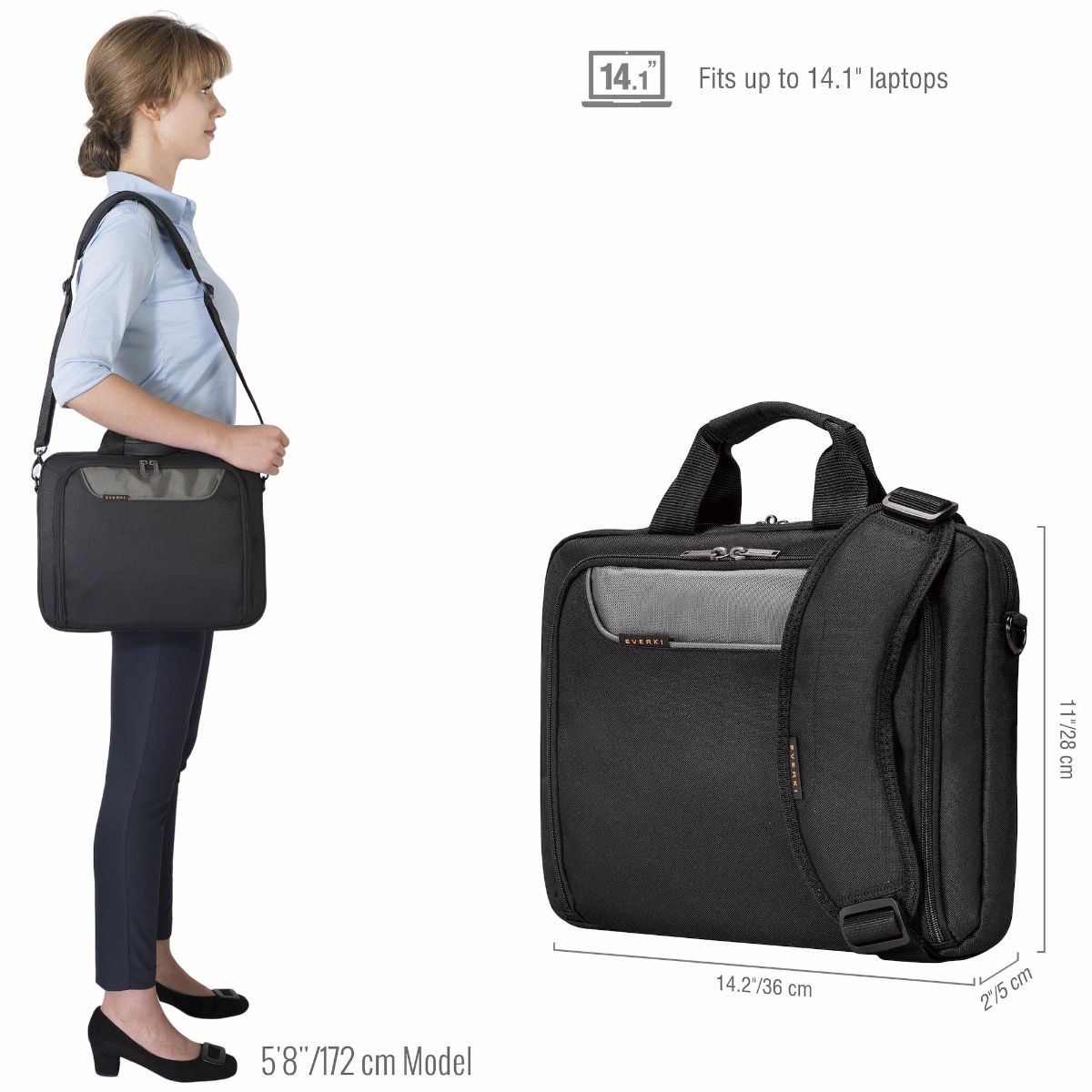 Advance Laptop Bag Briefcase, up to 14.1Inch EVERKI