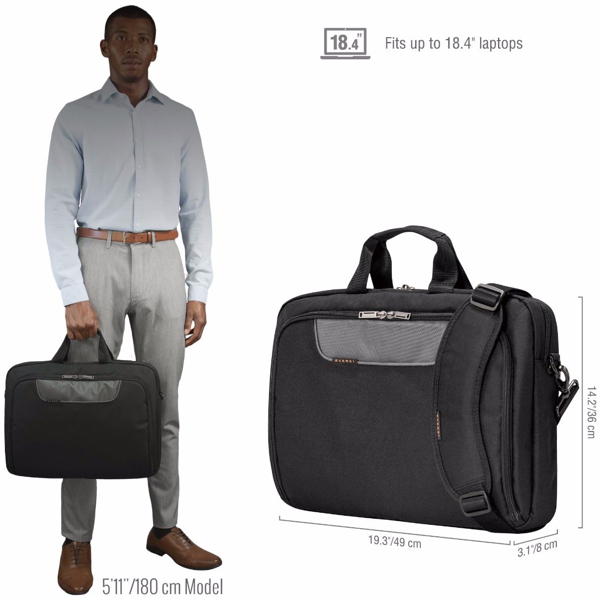 Advance Laptop Bag Briefcase, up to 18.4Inch EVERKI
