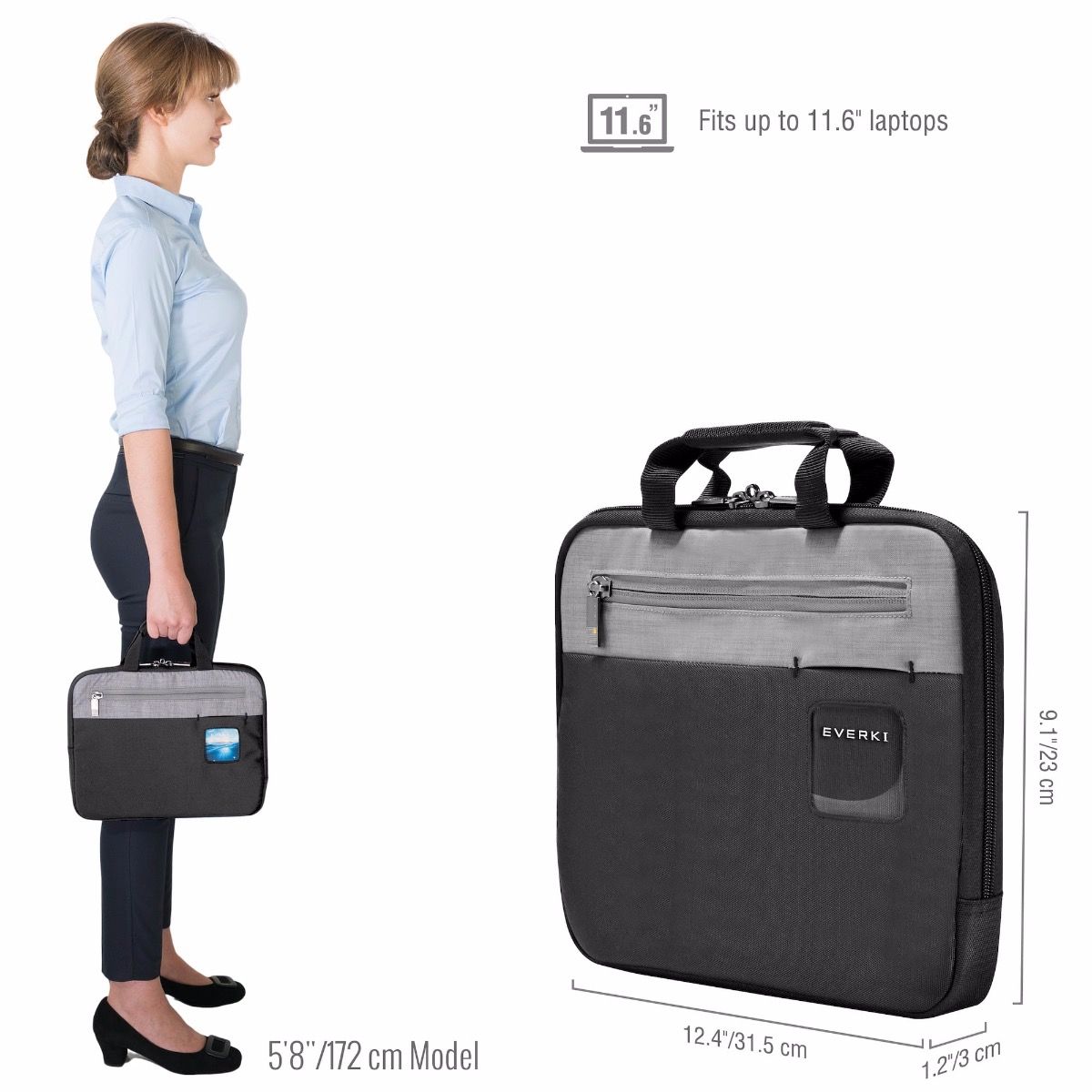 ContemPRO 11.6Inch Black Laptop Sleeve w/ Memory Foam EVERKI