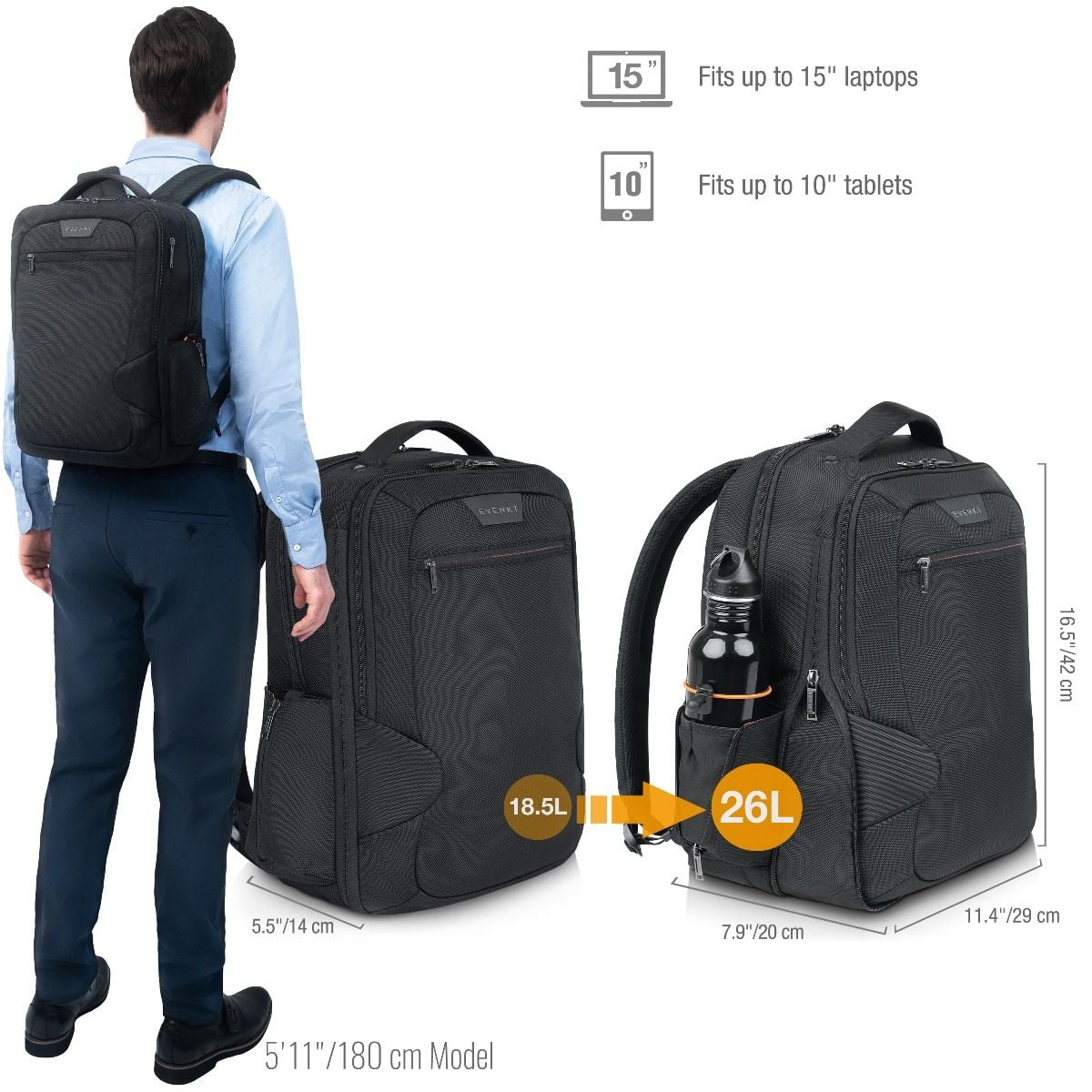Studio Expandable Laptop Backpack, up to 15Inch Made from Plastic