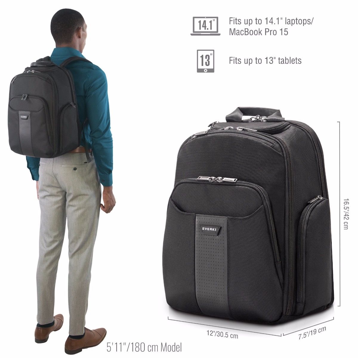 everki premium travel friendly laptop backpack (versa 2)