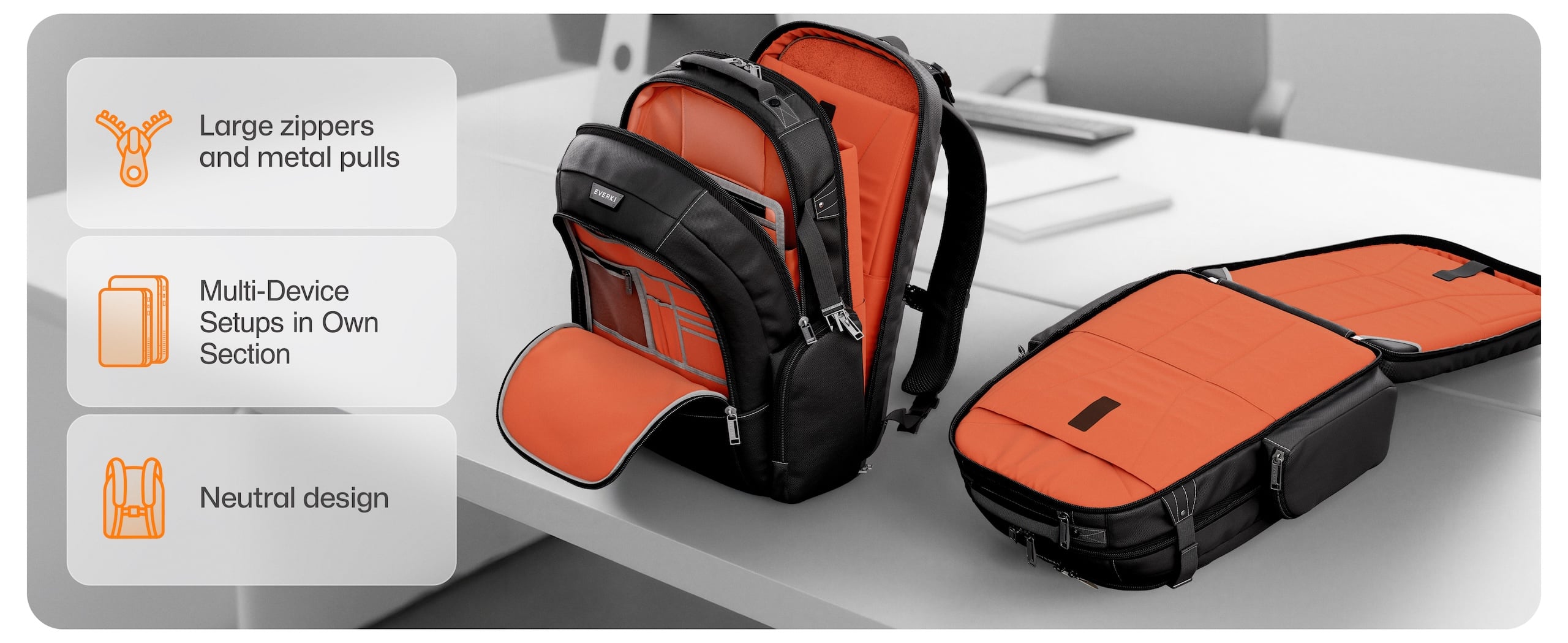 EVERKI Business 120 PRO 2 laptop backpack insides