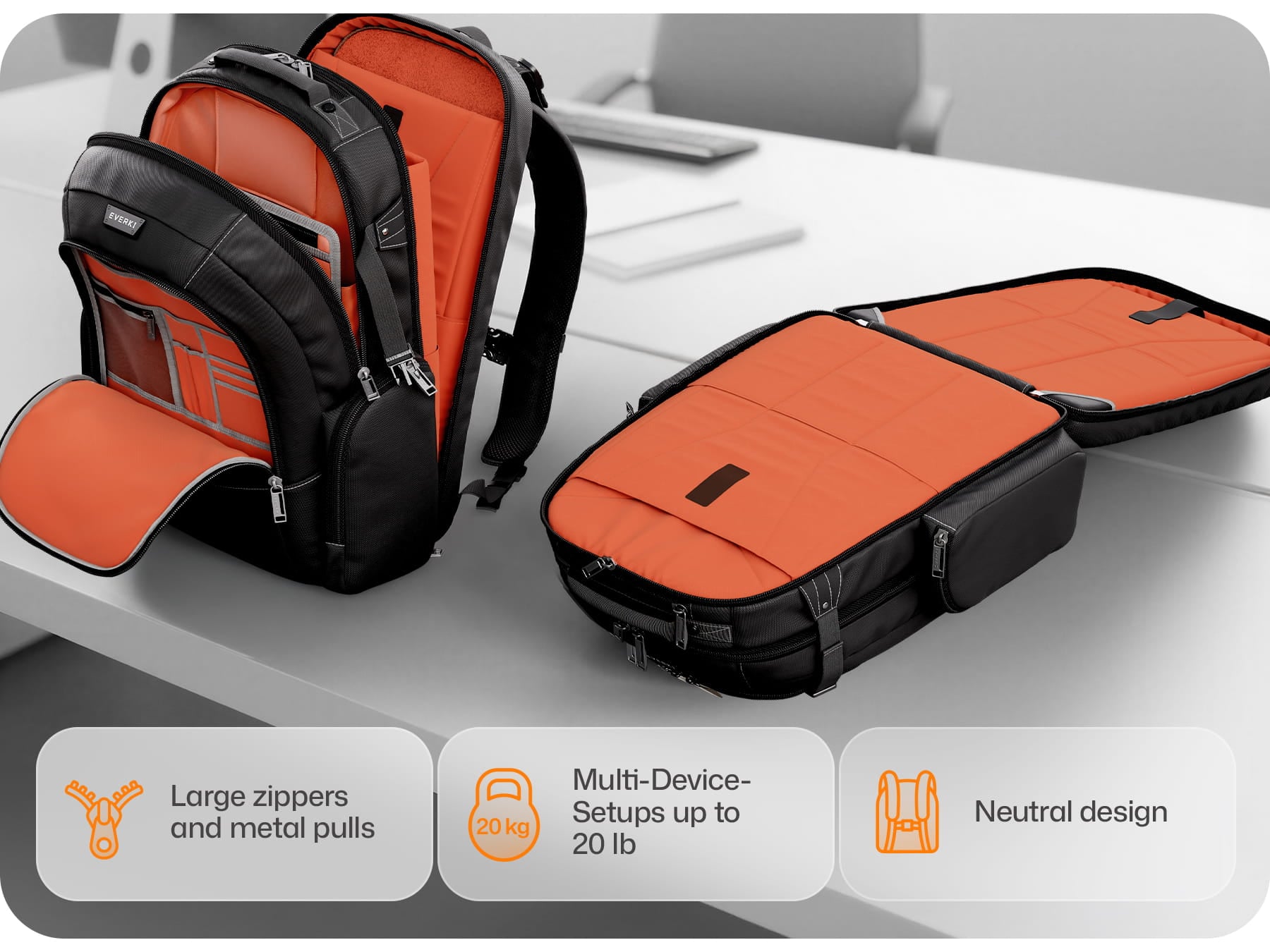 EVERKI Business 120 PRO 2 laptop backpack insides