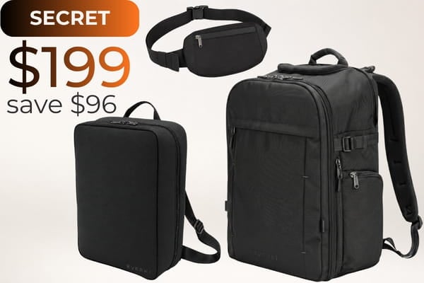 Members-only Complete System: EVERKI ONE backpack, Large Packing Cube Daypack, and Hip-Belt with Waist Pouch for $199, save $96