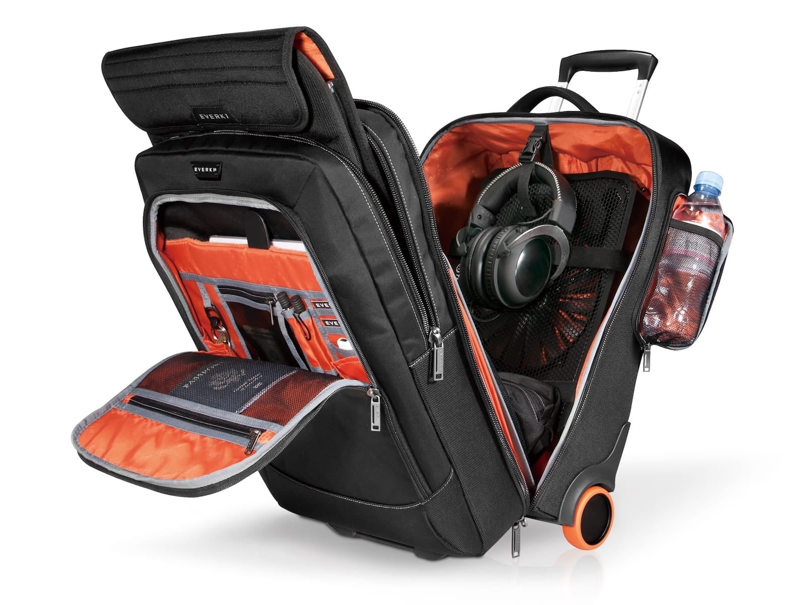 Wheeled 420 Trolley open, showing compartments and pockets.