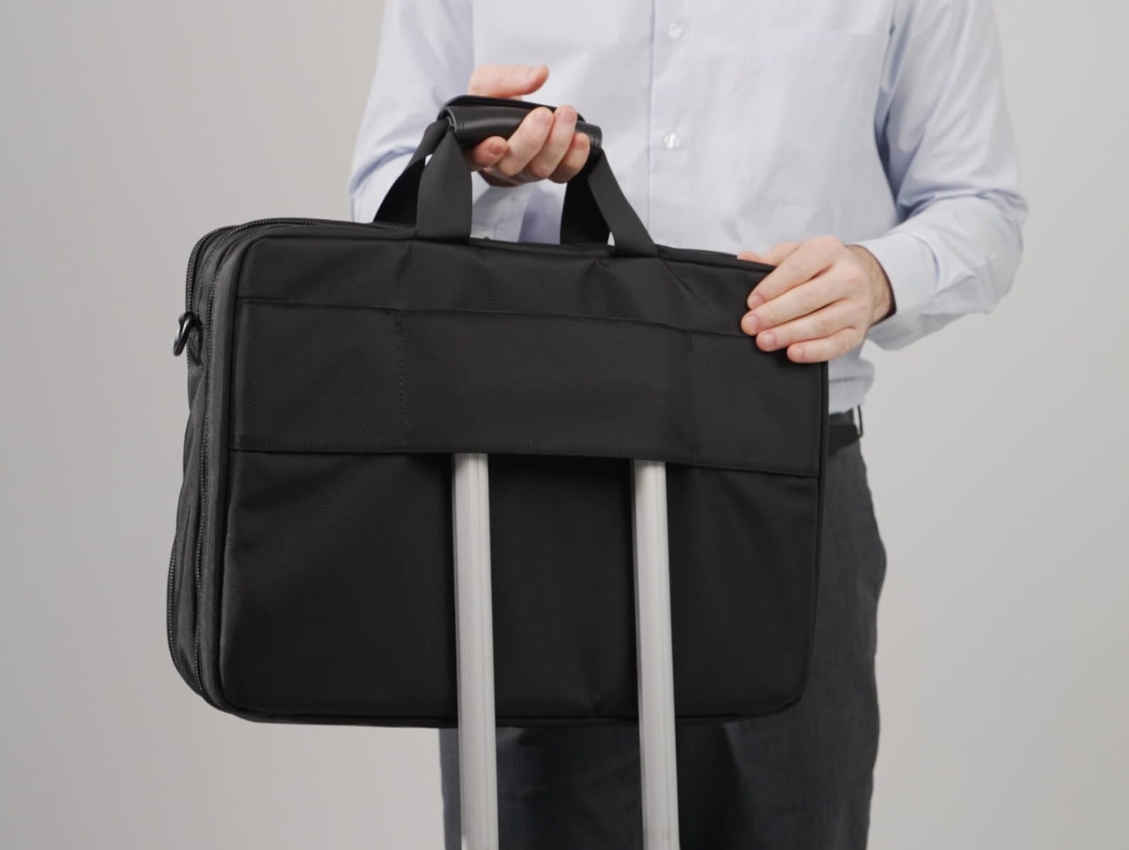 Versa Briefcase shown with luggage pass-through