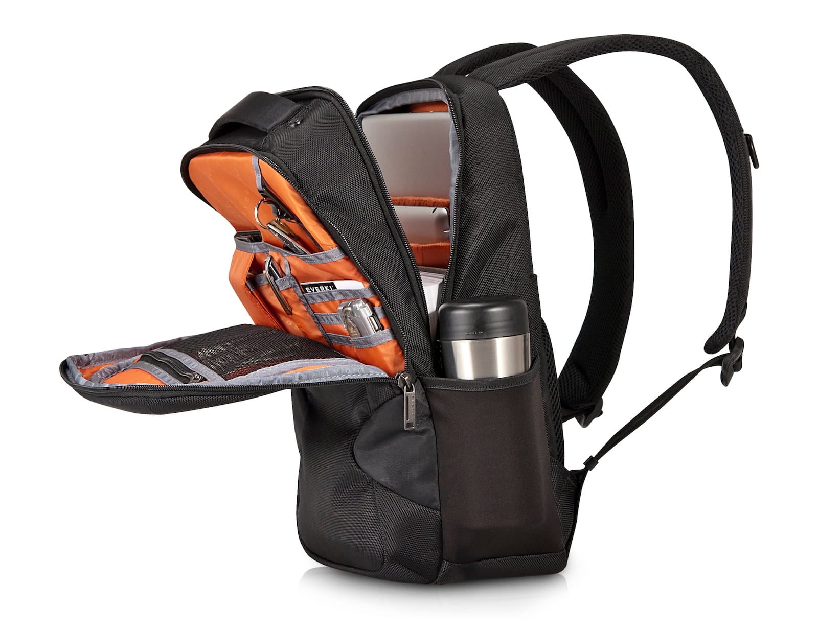 Studio Backpack open, showing compartments and pockets.