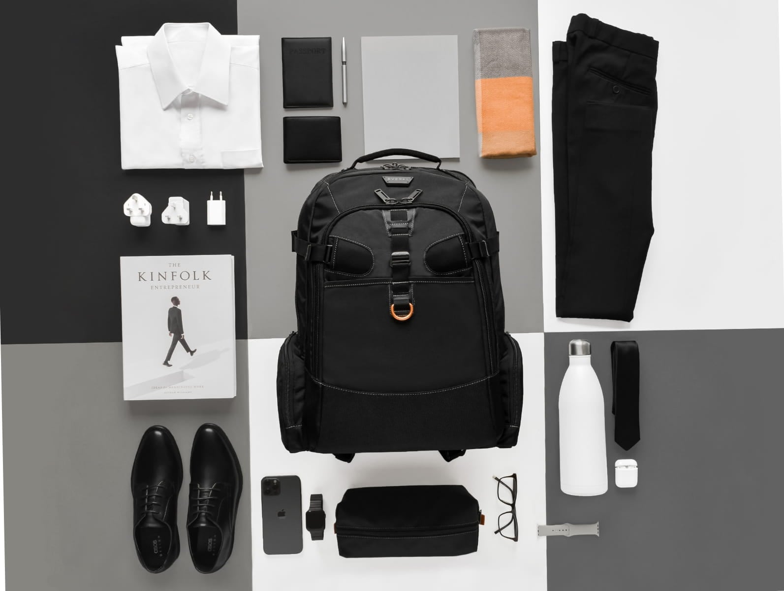 Business 120 shown with travel-ready organization in a travel setting