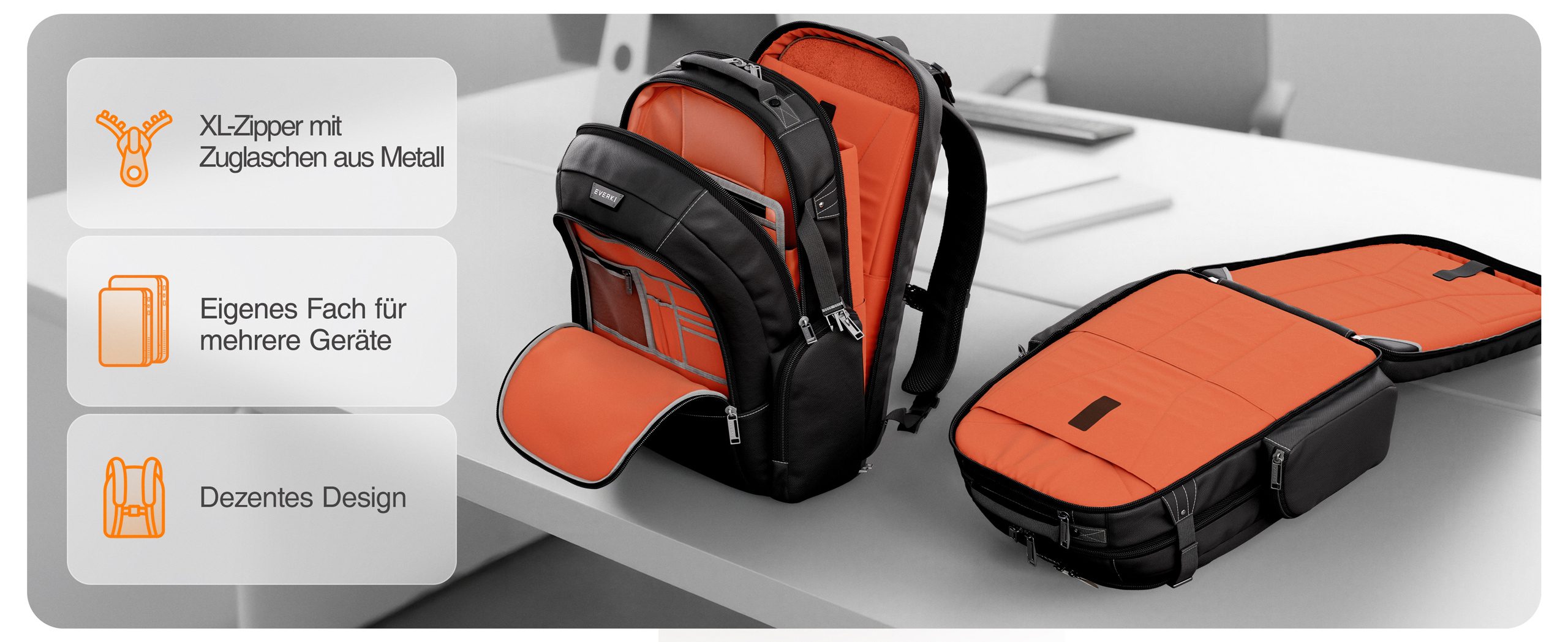 EVERKI Business 120 PRO 2 laptop backpack insides