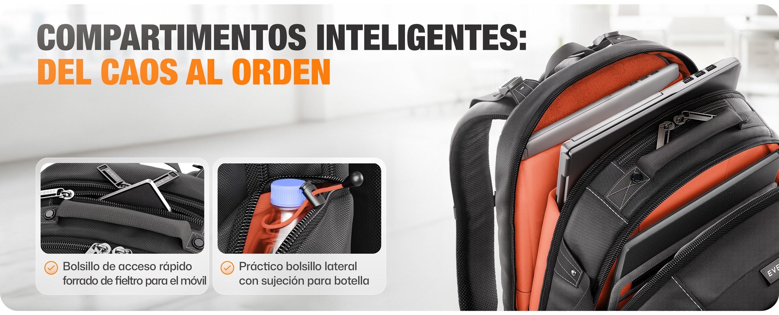 EVERKI Business 120 PRO 2 laptop backpack compartments