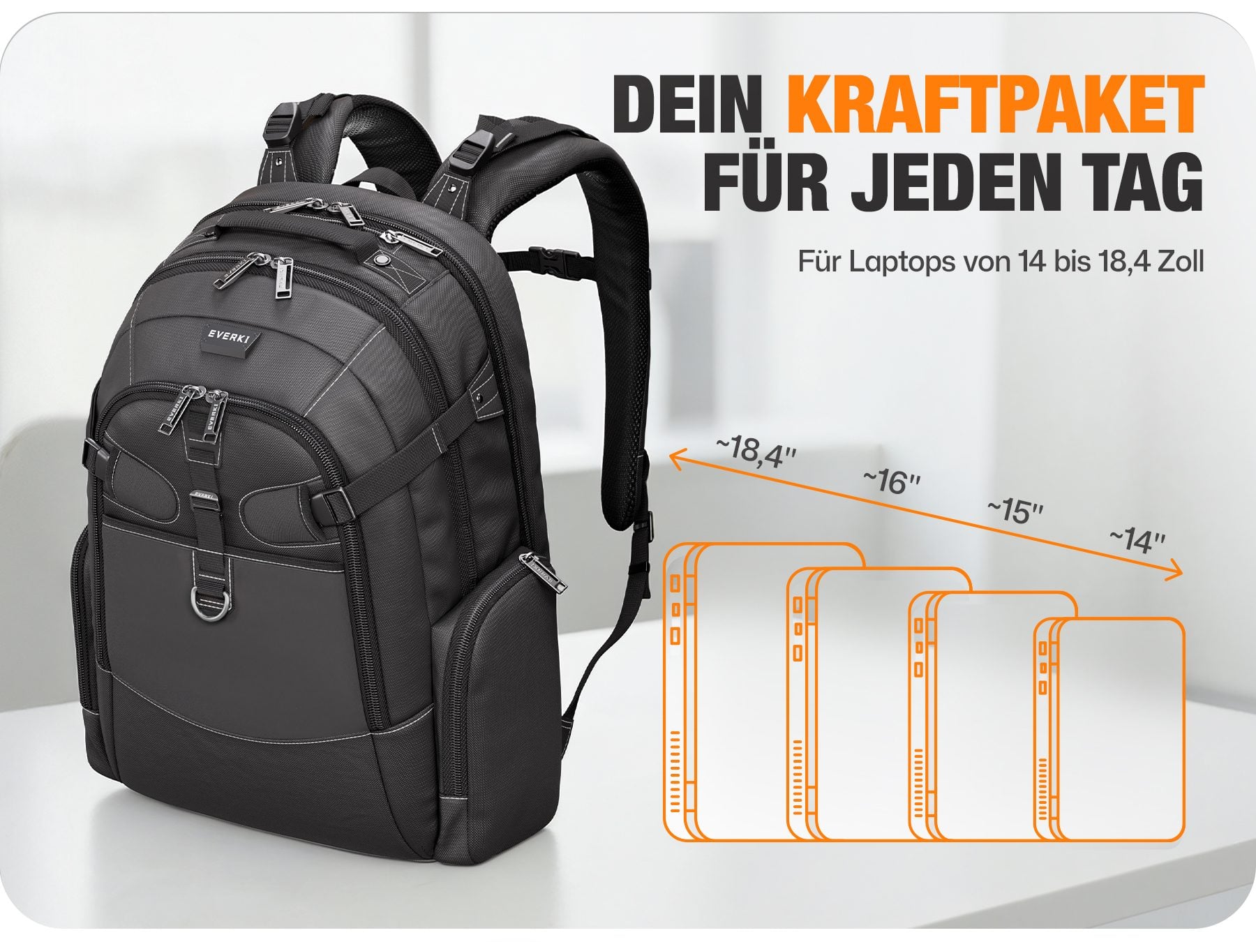 EVERKI Business 120 PRO 2 laptop backpack sizing