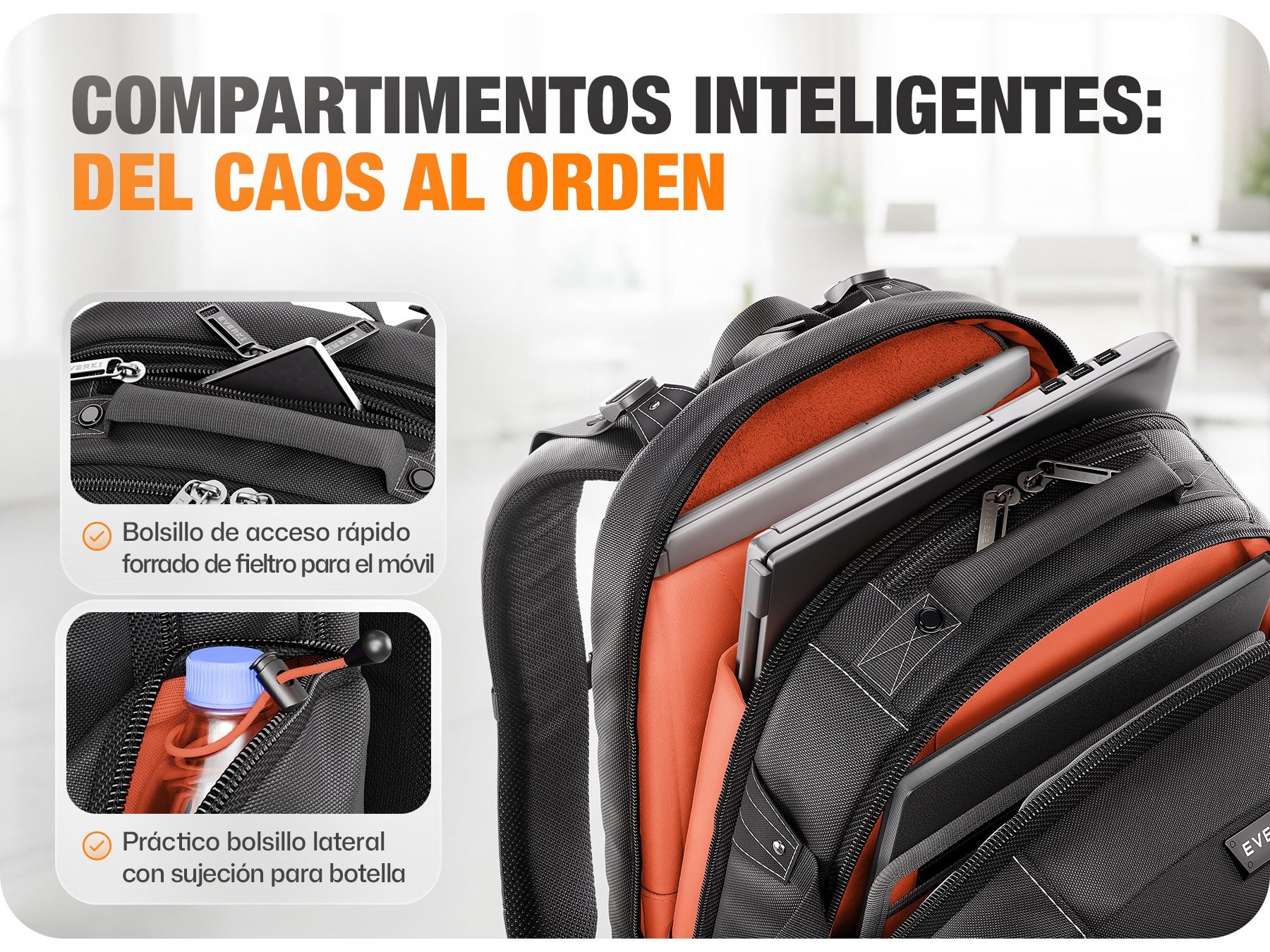 EVERKI Business 120 PRO 2 laptop backpack compartments