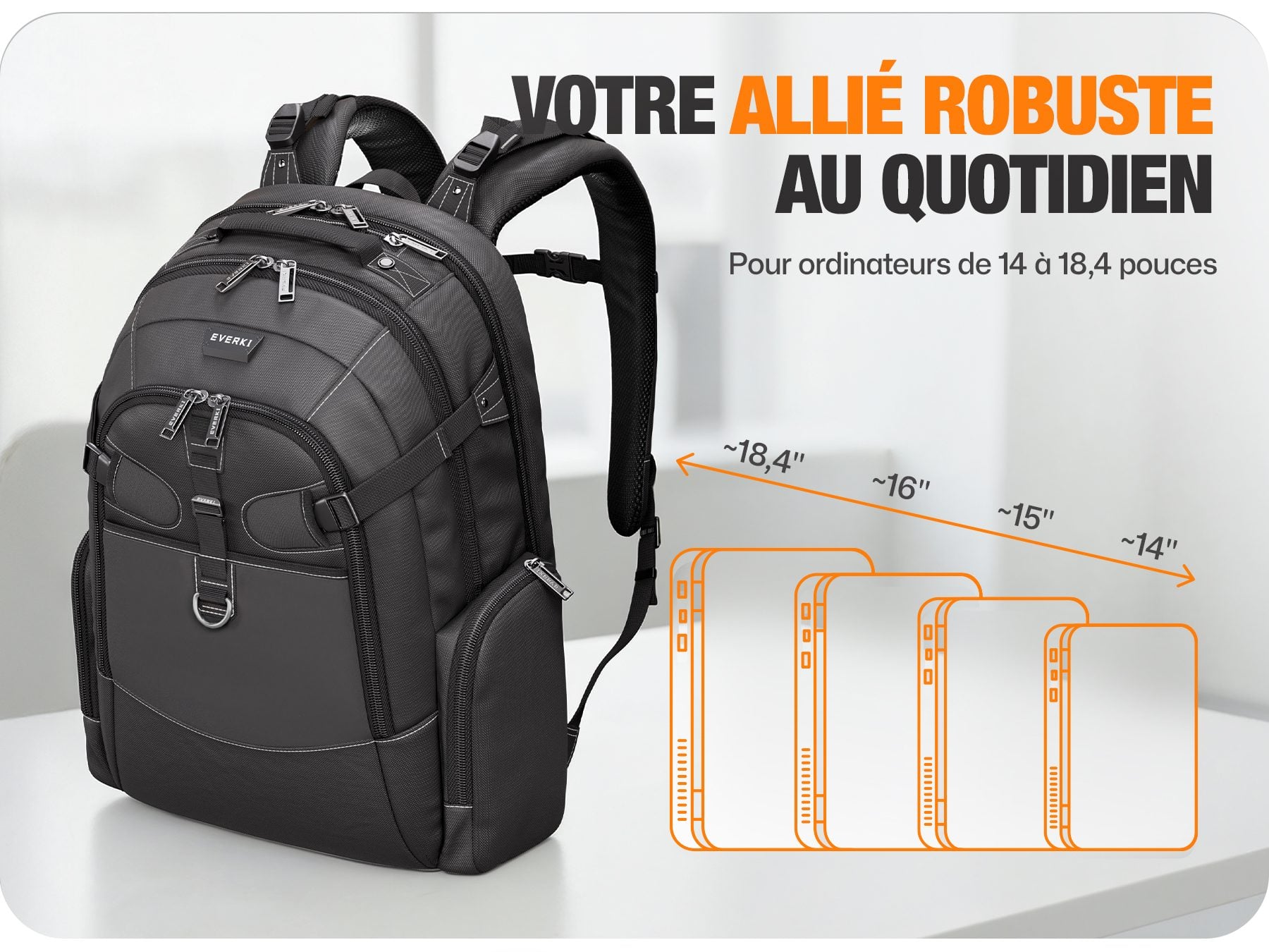 EVERKI Business 120 PRO 2 laptop backpack sizing