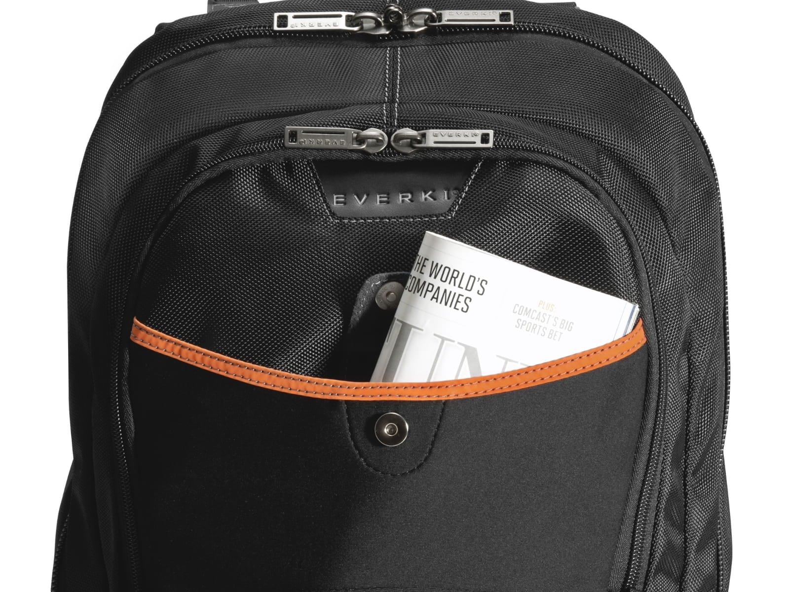 Close-up of heavy-duty zipper pulls and hardware