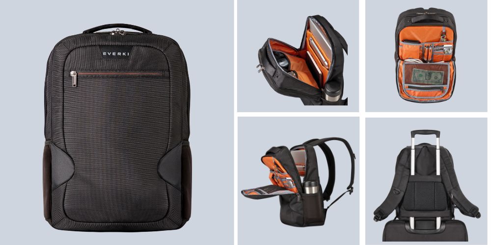 Everki slim laptop backpack top